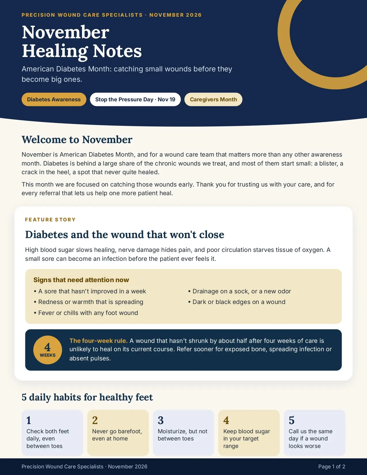 Precision Wound Care November 2026 Newsletter - Page 1