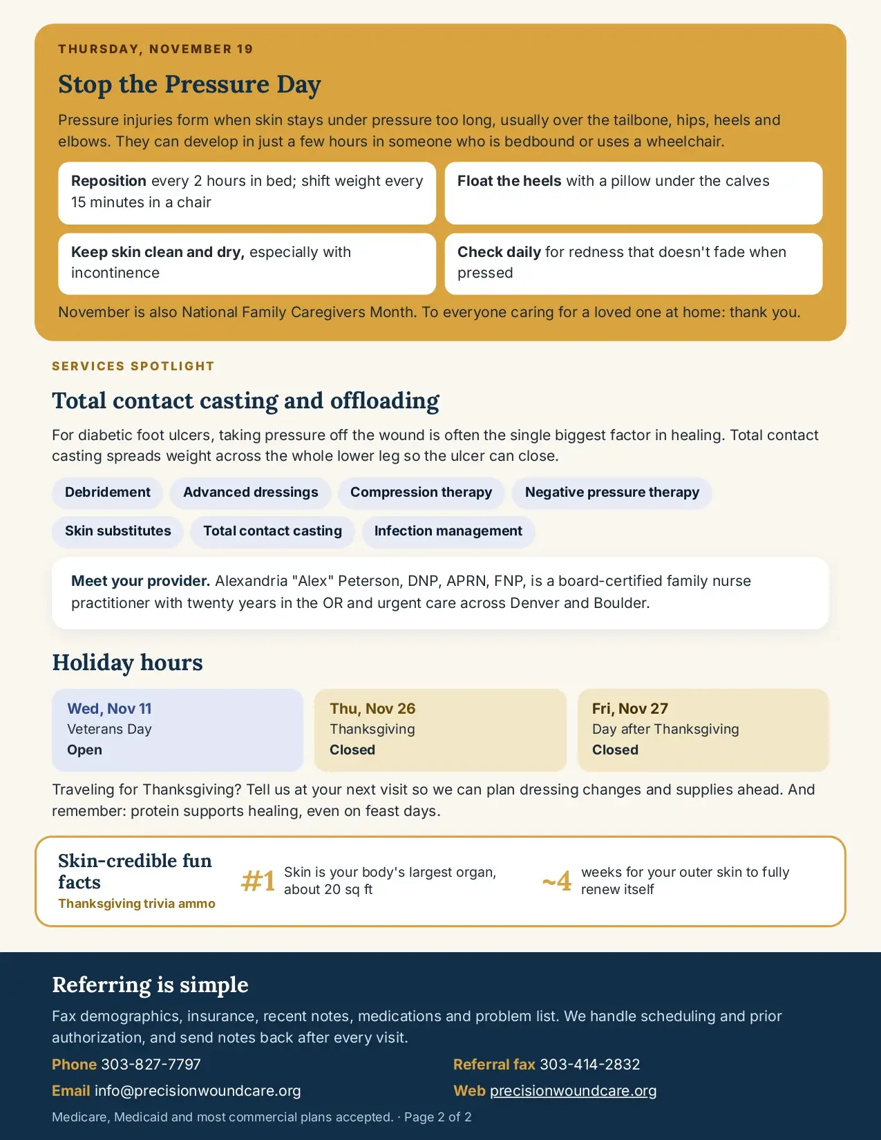 Precision Wound Care November 2026 Newsletter - Page 2